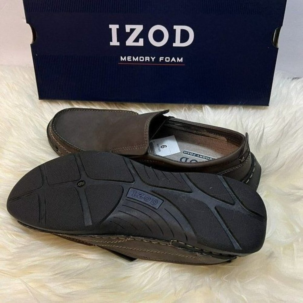 NEW!! Izod Thomas Men's Brown Slip-On Memory Foam Shoes Size 10,10.5, 11 12 - Picture 5 of 11